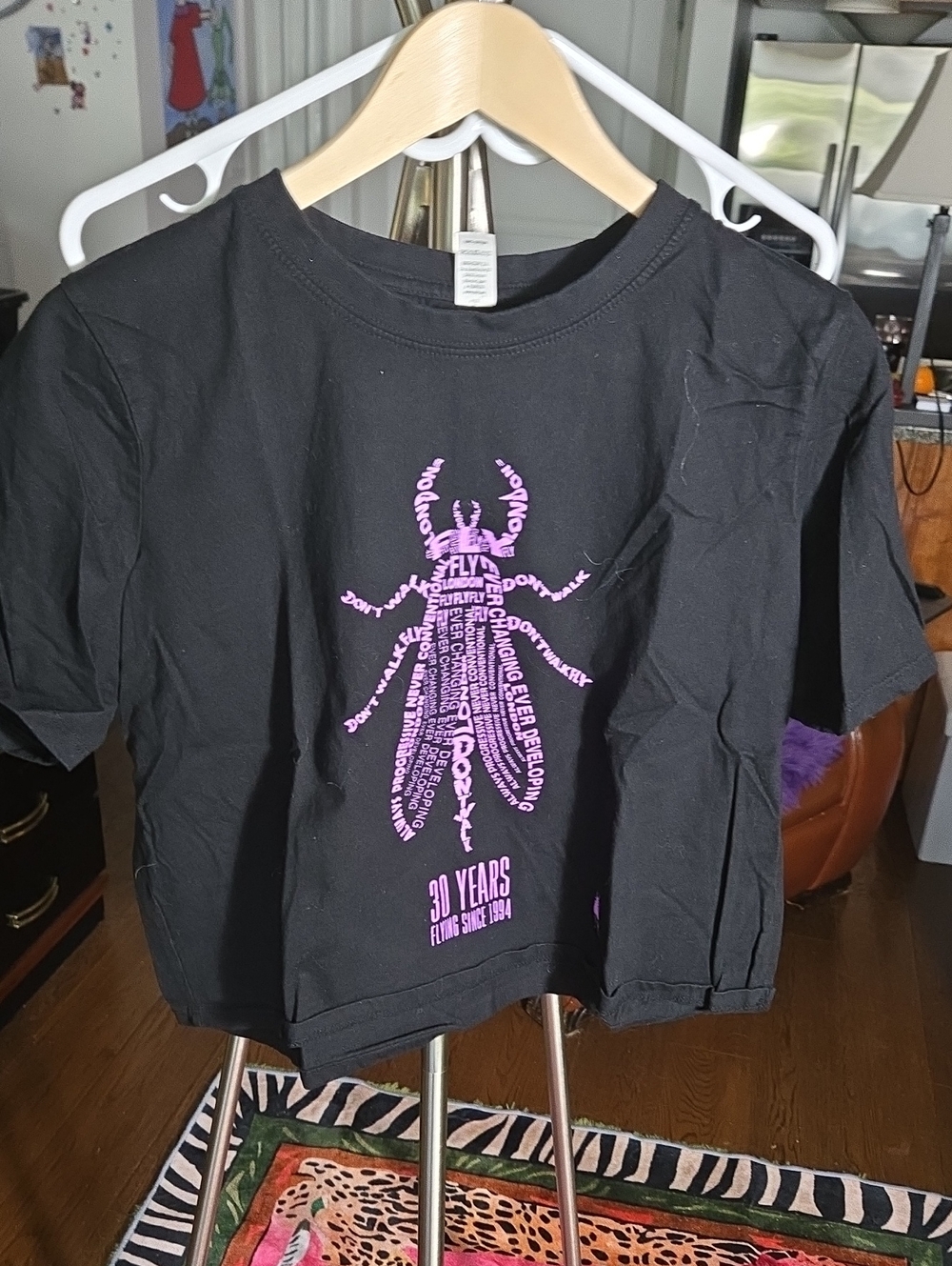 Black Kids Graphic Tee with Pink Insect Design